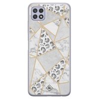 Samsung Galaxy A22 5G siliconen telefoonhoesje - Stone & leopard print