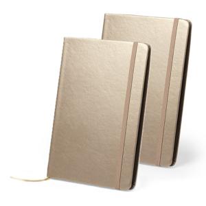 Luxe pocket schrift harde kaft - 2x - 21 x 15 cm - kleur goud - 80 blanco pagina