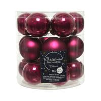 Kleine kerstballen - 18x st - framboos roze - D4 cm - glas - kerstversiering Kleine kerstballen - 18x st - framboos roze - D4 cm - glas - kerstversiering