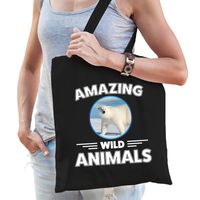 Tasje ijsberen amazing wild animals / dieren zwart voor volwassenen en kinderen   -