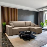2dekans Hoekbank Karlo Velvet Beige - Universeel - Slaapbank met opbergruimte [Niet in originele verpakking]