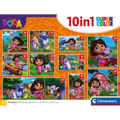 Clementoni Dora 10-in-1 puzzelset - 18 + 30 + 48 + 60 stukjes