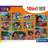 Clementoni Dora 10-in-1 puzzelset - 18 + 30 + 48 + 60 stukjes