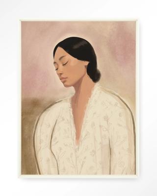 Urban Cotton Wandkleed 'Dreaming' 110 x 145cm in Floating Frame - off white