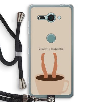 Aggressively drinks coffee: Sony Xperia XZ2 Compact Transparant Hoesje met koord