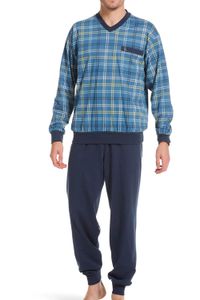 Robson pyjama V-hals met boorden blauw