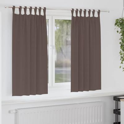 Gordijnen met gordijnen 2 pcs Donkerbruin Polyester