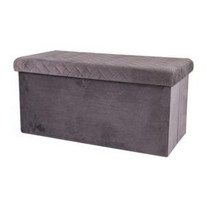 Hocker bank - poef XXL - opbergbox - donkergrijs - polyester/mdf - 76 x 38 x 38 cm - opvouwbaar