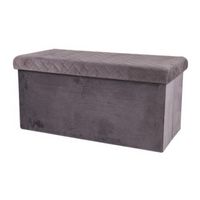 Hocker bank - poef XXL - opbergbox - donkergrijs - polyester/mdf - 76 x 38 x 38 cm - opvouwbaar - thumbnail