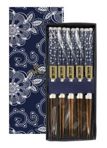 Tokyo Design Studio - Chopsticks Set - Eetstokjes - Blue Flowers - 5 paar