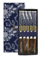 Tokyo Design Studio - Chopsticks Set - Eetstokjes - Blue Flowers - 5 paar - thumbnail