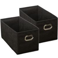 Opbergmand/kastmand - Set van 4x stuks - zwart - linnen - 7 liter - 31 x 15 x 15 cm - Opbergbox - Va