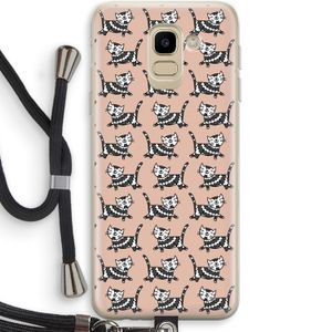 Zwarte poes: Samsung Galaxy J6 (2018) Transparant Hoesje met koord