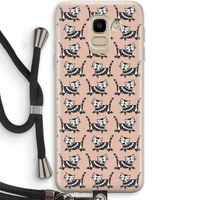 Zwarte poes: Samsung Galaxy J6 (2018) Transparant Hoesje met koord