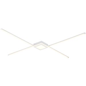LED Plafondlamp - Plafondverlichting - Trion Oxi - Natuurlijk Wit 4000K - Dimbaar - Rechthoek - Mat Wit - Aluminium