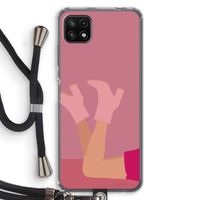 Pink boots: Samsung Galaxy A22 5G Transparant Hoesje met koord Pink boots: Samsung Galaxy A22 5G Transparant Hoesje met koord