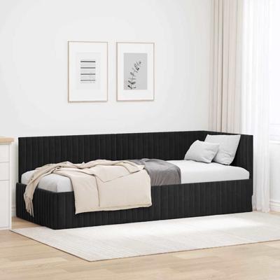Hoekbedframe met hoofdeinde Zwart 80 x 200 cm Fluweel