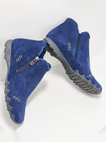 Faux Leather Panel Zip and Fleece Soft Ankle Boots