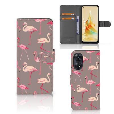 OPPO Reno8 T 4G | Telefoonhoesje | Met pasjeshouder | Flamingo