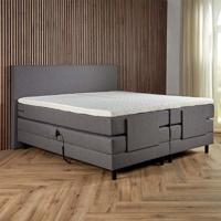 Elektrisch Verstelbare 2-Persoons Boxspring Lizz - Grijs/ Antraciet 160x200 cm - Pocketvering - Inclusief Topper - Dekbed-Discounter.nl