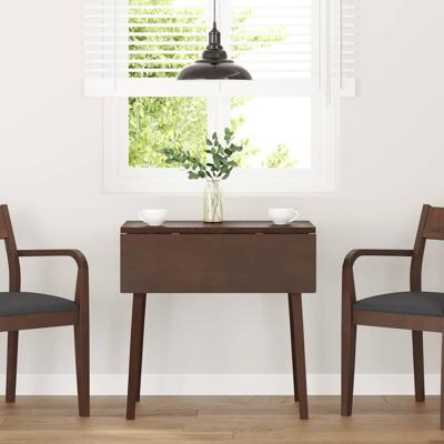 Eettafel bruin massief hout rubber