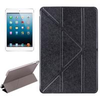 Transformers stijl zijde textuur horizontale Flip effen kleur lederen draagtas met houder voor iPad mini 2019 (zwart)