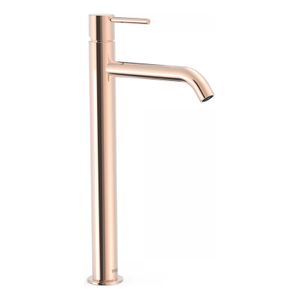 Wastafelkraan Tres Study | Opbouw | Mengkraan | Hoog model | 1-knop | Rond | 24k Rose goud