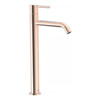 Wastafelkraan Tres Study | Opbouw | Mengkraan | Hoog model | 1-knop | Rond | 24k Rose goud