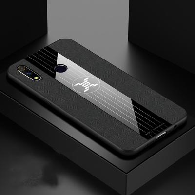 Voor OPPO Realme X lite XINLI stiksels doek Textue schokbestendige TPU beschermhoes (zwart)