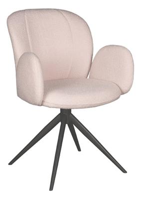 LABEL51 Draaibare Eetkamerstoel 'Kimball' Zwart frame, Bouclé, kleur Naturel