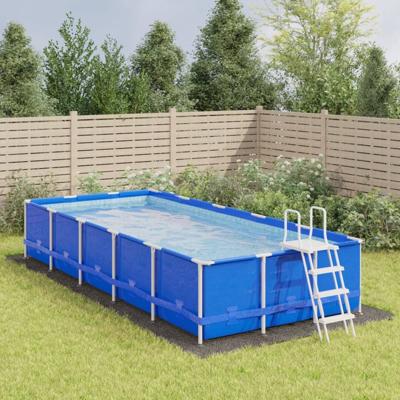 Zwembadgrondzeil 750x370 cm polyester geotextiel lichtgrijs
