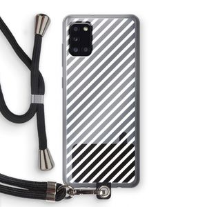 Strepen zwart-wit: Samsung Galaxy A31 Transparant Hoesje met koord