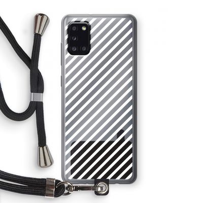 Strepen zwart-wit: Samsung Galaxy A31 Transparant Hoesje met koord