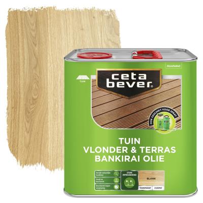 Cetabever Tuin Vlonder en Terras Bankirai Olie Transparant Zijdemat - Blank