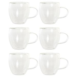 Koffieglazen dubbelwandig - set 6x - cappuccino glazen - 250 ml