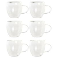 Koffieglazen dubbelwandig - set 6x - cappuccino glazen - 250 ml