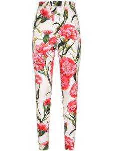 Dolce & Gabbana legging en soie à fleurs - Blanc