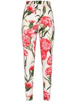 Dolce & Gabbana legging en soie à fleurs - Blanc - thumbnail