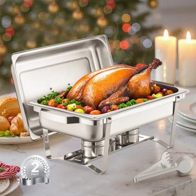 VEVOR Chafing Dish Set Voedselwarmer Roestvrij Staal 7.5L 2 stuks Buffet Rechthoekig