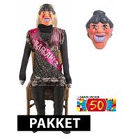 Opblaasbare Sarah tuin pop - en masker - 50 jaar geworden - verjaardag