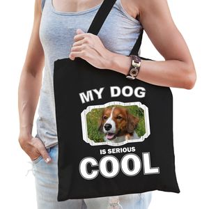 Kooiker honden tasje zwart volwassenen en kinderen - my dog serious is cool kado boodschappentasje