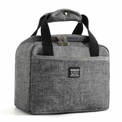 2 stks waterdichte lunch tassen Oxford reizen noodzakelijk picknick zakje diner vak voedsel geval (grijs)