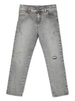 Versace Kids jean droit à patch logo - Gris