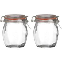 Weckpot/inmaakpot - 2x - 750 ml - glas - met beugelsluiting - D11 x H14 cm - thumbnail