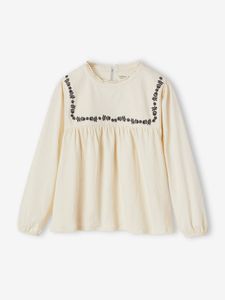 Blouse-T-shirt met bloemenprint voor meisjes vanille