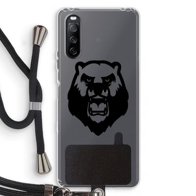 Angry Bear (black): Sony Sony Xperia 10 III Transparant Hoesje met koord