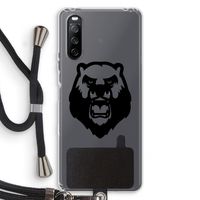 Angry Bear (black): Sony Sony Xperia 10 III Transparant Hoesje met koord