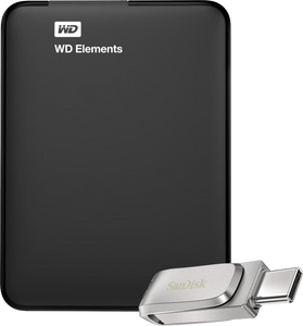 WD Elements Portable 5TB + SanDisk Ultra Dual Drive 3.1 Luxe 64GB