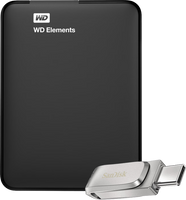 WD Elements Portable 5TB + SanDisk Ultra Dual Drive 3.1 Luxe 64GB