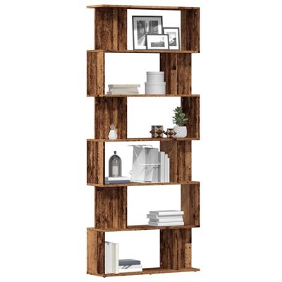 Boekenkast 80x24x192 cm bewerkt hout oud houtkleurig